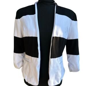 XOXO Womens Blazer Black & White 3/4" Sleeves Ruching Lined Size Med